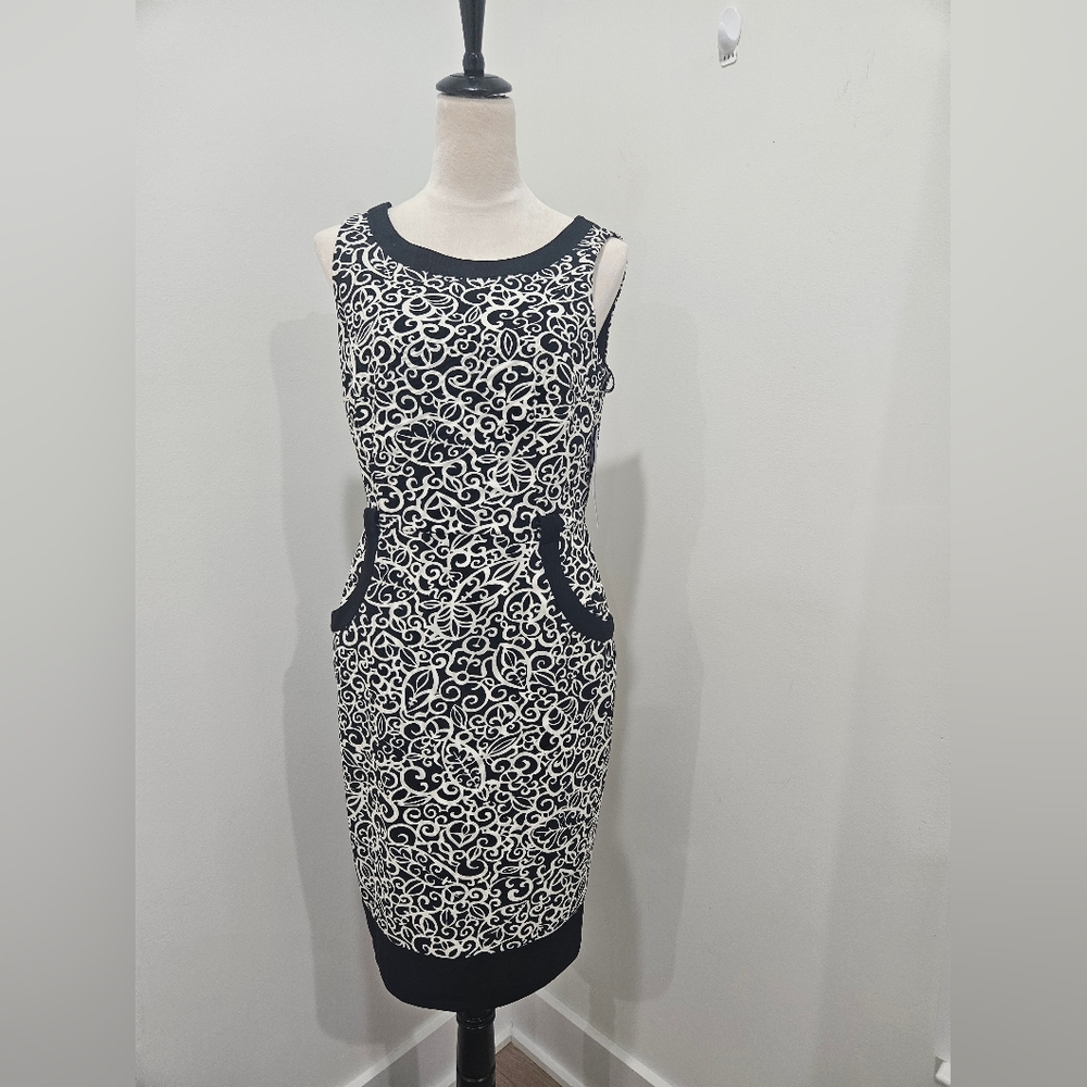 London Times Black Ivory Sheath Dress Women’s Size 10 NWT Work Cocktail